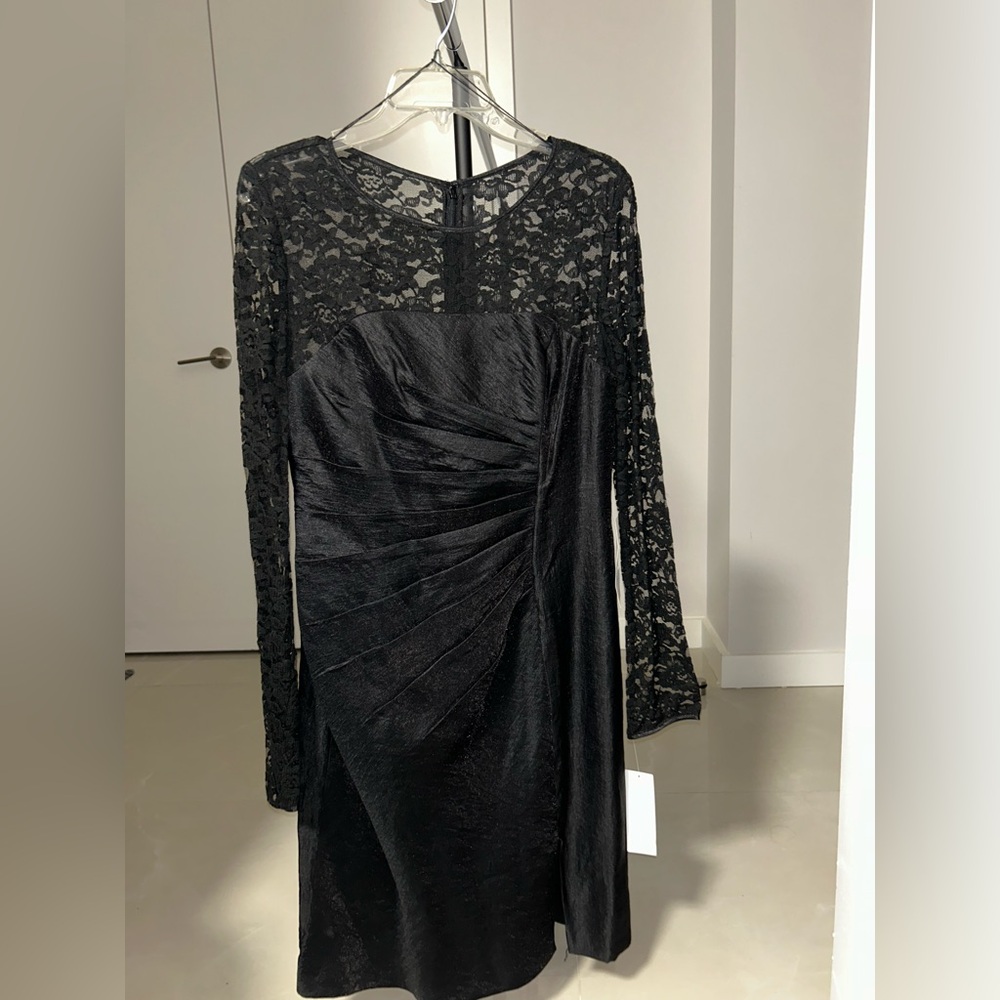 Adrianna Papell Black Ruched Sheath Dress